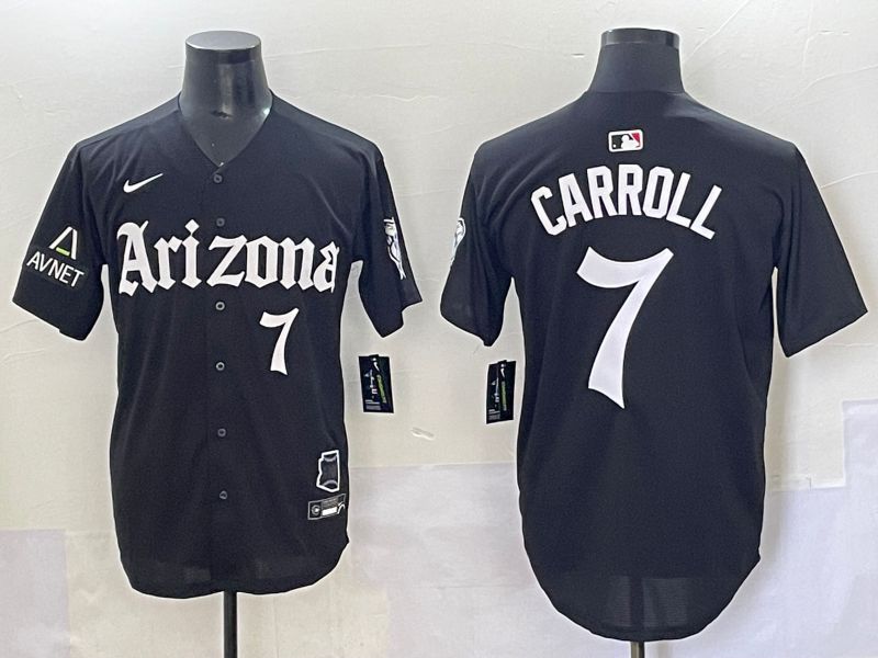 Men 2025 Arizona Diamondback #7 Carroll Black Five generations Joint Name Nike MLB Jersey style 14->arizona diamondback->MLB Jersey
